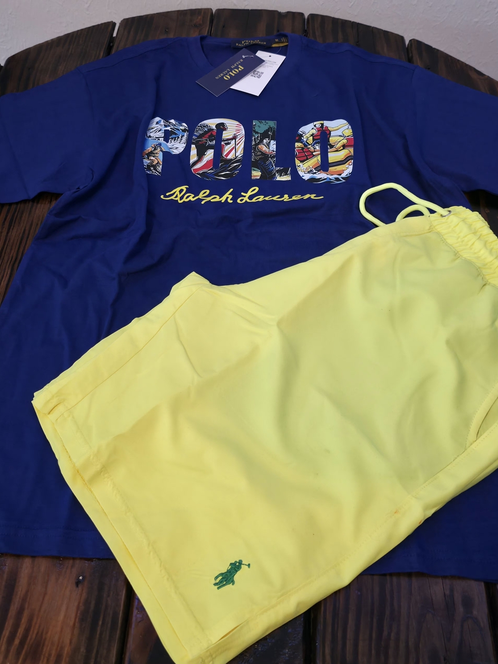 Polo by Ralph Lauren Yellow Swim Board Shorts with Green Pony